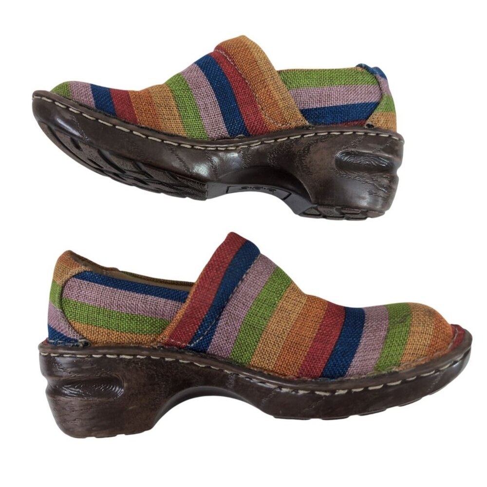 BOC Born Clogs Womens 6.5 Rainbow Stripe Slip On Wedge Nadiyya‎ Comfort Boho - Picture 3 of 9